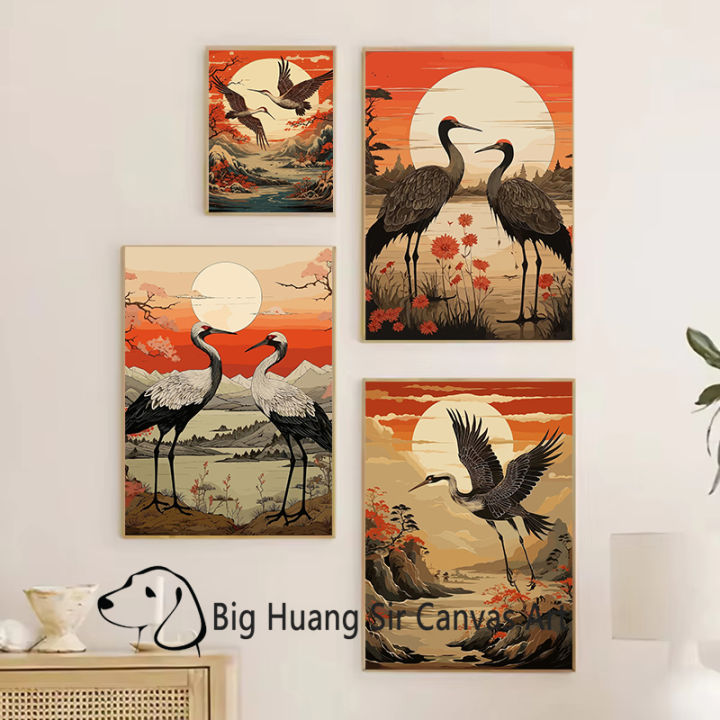 Arts,%20home%20decoration,%20pattern,%20crown,%20crane,%20ink,%20wind,%20Japanese%20nature,%20landscape,%20watercolor%20painting,%20poster,%20mountain%20grid,%20canvas%20painting,%20wall%20art%20-%20Image%203