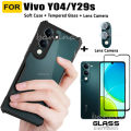 For Vivo Y04 Acrylic Phone Case Vivo Y29S Y19S Y03 Y03T Tempered Glass Screen Protector and lens Film. 