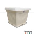 Bagmati 10" Square Flower Pot / Gamala With Plate (Set Of 04). 