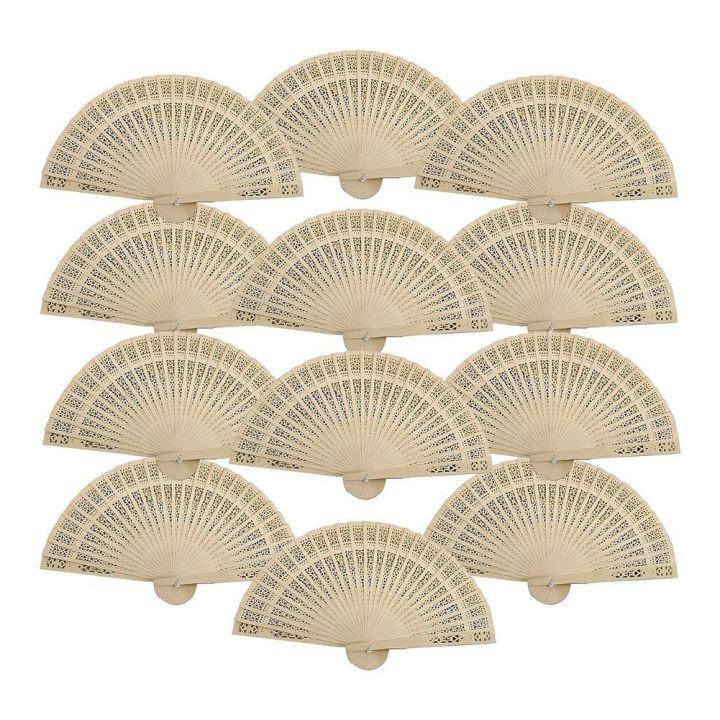 12Pcs Wood Folding Fans Bulk Hand Fan Foldable for Women,Gifts Wedding &Birthday