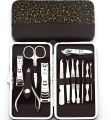 11 In 1 Professional Manicure Pedicure Kit Luxury Nail Grooming Set With Designer Leather Case (Stainless Steel, Silver). 
