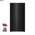 Haier 630 L Double Door Side By Side Convertable Refrigerator With  Inverter Technology HRS-682KG, Black Glass,Glass Door. 