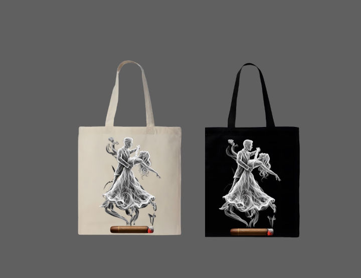 Elegant Couple Dance Printed Tote Bag– Black & White