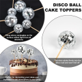 24Pcs Disco Ball Cupcake Toppers Happy Birthday Cake Topper Disco Ball Cake Picks Theme Cake Decor for Disco Theme Party. 