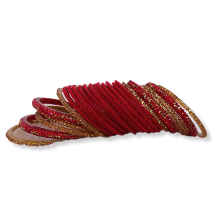 Red Party Wear Bridal Glass Made Velvet Chura Bangles For Women Daraz .np