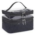 Makeup and Toiletries Organizer Travel Bag with Double Compartments and Clear Top Chamber. 