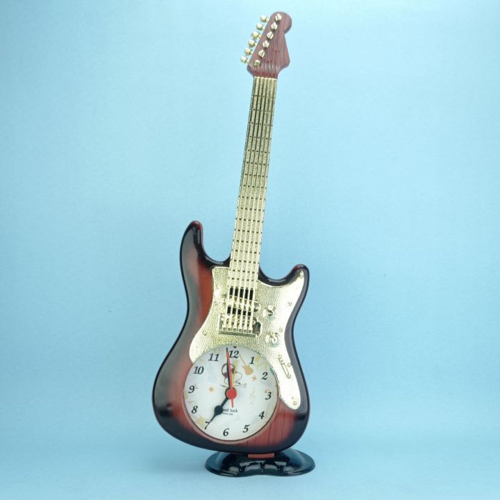 Guitar Shaped Analog Table Alarm Clock