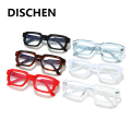 DISCHEN New style SHAUNA Ins Popular Fashion Polygon Square Women Glasses Frame Clear Anti Blue Light Eyewear Optical Men Red Blue Frame. 