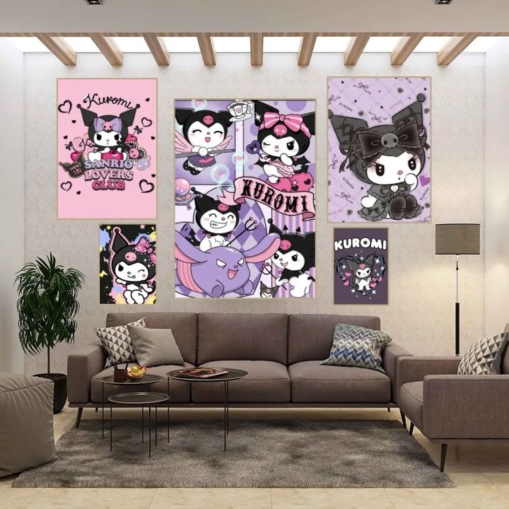 Canvas Painting Stickers Sail Aesthetic Art Wall Home Decor i Cute Poster Kuromi Kawai