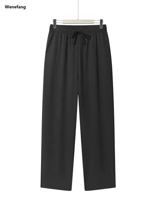 Wenefang%20Summer%20Men's%20Straight%20Trousers%20Casual%20Solid%20Color%20Breathable%20Fashion%20Drawstring%20Long%20Pants%20Sweatpants%20Streetwear%20Men%20Baggy%20Pants%20-%20Image%207