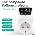 LufanshopHigh Quality New Adjustable Voltage Protector Socket AC 230V 16A Automatic Power Surge Protector EU Plug Socket Under Overvoltage Protection. 