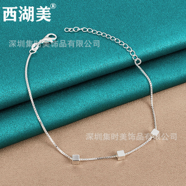 【Special offer】West Lake American Silver Jewelry Square Chain Bracelet Women's Jewelry