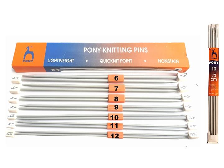 Pony Aluminum Knitting Needles Set of 2 Size No. 09