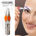DISICHEN New 1PC LED Eyebrow Tweezer Oblique Tip Stainless Steel Eyebrow Trimming Clip Eye Hair Removal Prune False Eyelash Clamp Makeup Tool. 