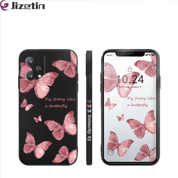 Jizetin for Realme 9 Pro / OnePlus Nord CE 2 Lite 5G Back Cover Color Butterfly Multicolor Square Soft Liquid Silicone Phone Case