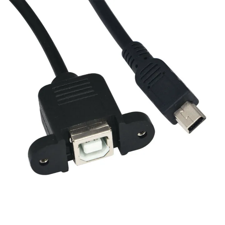 USB%20Type%20B%20USB-B%20Female%20with%20Panel%20Mount%20to%20Mini%20USB%20Plug%20Male%20Adapter%20Cable%20-%20Image%204