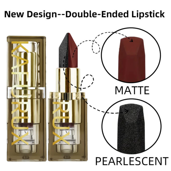 New%201PC%20Glitter%20Waterproof%20Two-tone%20Lipstick%20Matte%20Non-stick%20Pearlescent%20Diamond%20Lip%20Tint%20Red%20Black%20Brown%20Lips%20Makeup%20for%20Women%20Cosm%20-%20Image%205