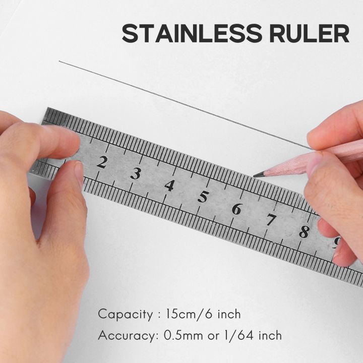 15cm%206%20Inch%20Stainless%20Metal%20Ruler%20Measuring%20Tool%20-%20Image%205