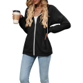 Women Casual Full Zip Up Hoodie Comfy Loose Long Sleeve Sweatshirt Solid Color Jacket with Pockets. 