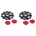 JAERBEE 2X 11T Bicycle Rear Derailleur Wheels Wheel Ball Bearing Front Derailleur Guide Pulley, Black. 
