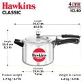 Hawkins Classic Pressure Cooker 4 Litre Induction Base (Code: ICL40). 