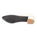 White Vinci Block Heel Closed Shoes For Women. 