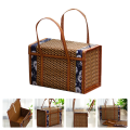 JAERBEE Fruit Basket Bamboo Woven Portable Simple Handheld Picnic Food Container Foldable Snacks Containers Kids 40x20x25cm,A. 