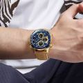 NAVIFORCE NF9197 Men's Business Day Date Function Analog Digital  Leather Strap  Wristwatch - Blue/Golden. 