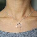 Half Moon Necklace 925 Sterling Silver Crescent Moon Pendant Necklace Horn Choker Women Delicate Kolye Jewelry Demi Lune Shape. 
