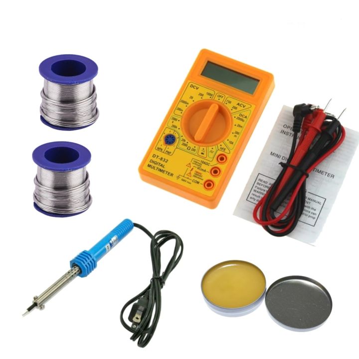 DT830B Digital Multimeter AC/DC LCD Mini Voltmeter Ammeter Ohm Test Soldering Iron Kit Set