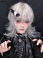 Sutuiying 16Inch Silver White Color Handsome Synthetic Wig With Bang Medium New style Natural Wavy Hair Wig for Man or Women Cosplay Heat Resistant. 