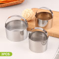 3Pcs/Set Round Biscuit Cutter With Handle DIY Stainless Steel Round Circle Doughnut Cutter Baking Molds 3 Size Baking Tool　JINBING. 