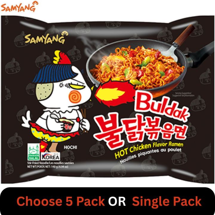 Samyang Buldak Hot Chicken Flavour Single Pack (140g) OR 5 Pack Ramen 700g (Choose)