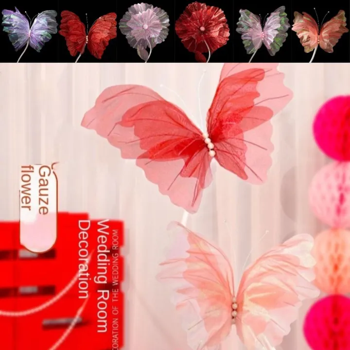 NEW 3D Simulated Flowers 47cm Large-scale Artificial Butterfly Window ...