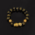 Obsidian Bacelet Unisex Wristband Gold Black Pixiu Wealth and  Luck Bracelet MNP. 