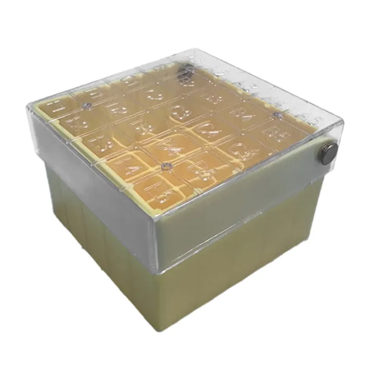 Single Piece Yellow Sample Box, 25-Cell Flip Tube Storage for 1.5-2.0ml ...