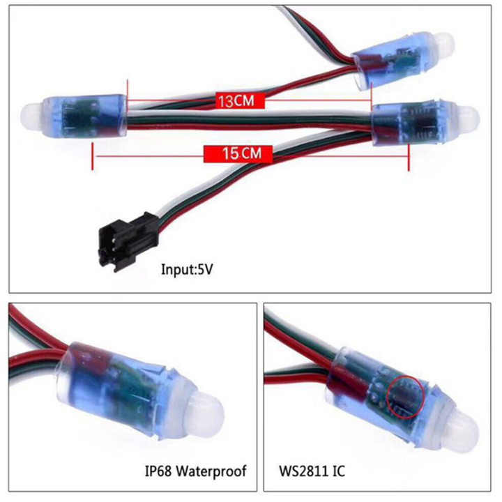 150Pcs%204M/6.5Meter%20DC5V%20WS2811%20Full%20Color%20LED%20Pixel%20Light%20Module%2012mm%2015cm%20Wires%20IP68%20RGB%20Digital%20LED%20Strings%20-%20Image%202