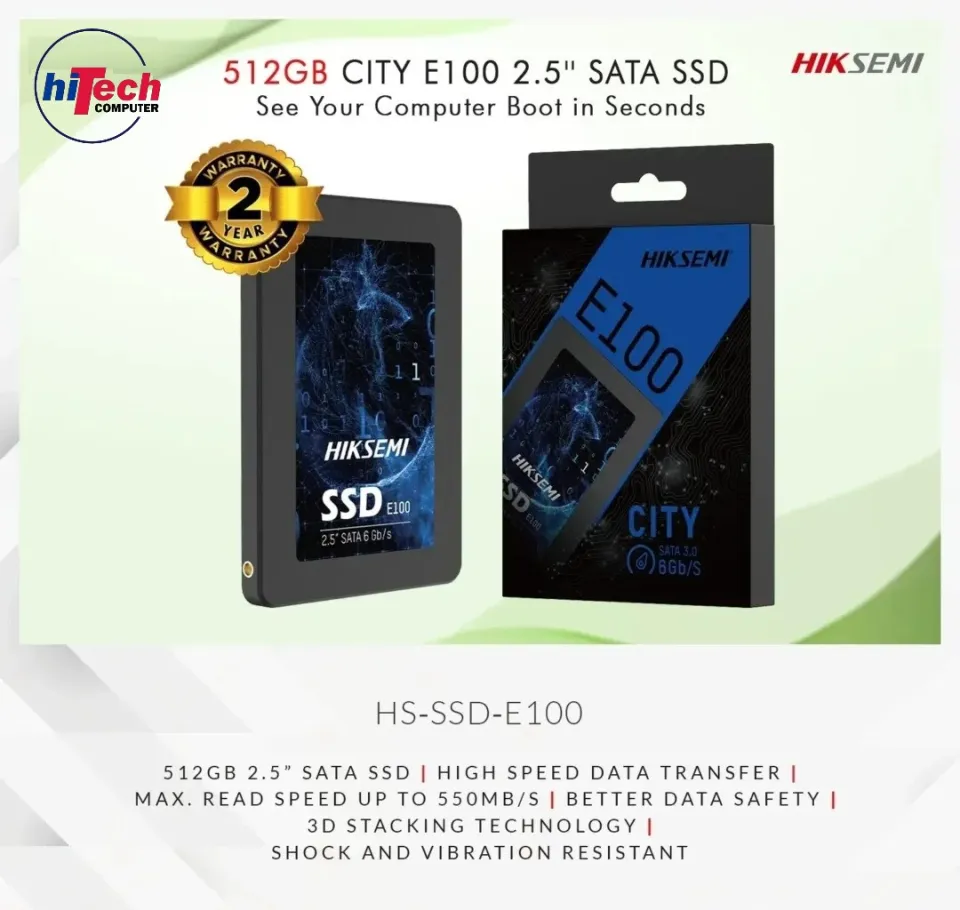 Hikvision Hiksemi 512 GB City E100 2.5″ SATA SSD | HS-SSD-E100
