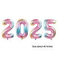 New 40 Inch 2025 Digital Balloons Party Supplies Globo Aluminum Foil Balloons Colorful Photography Prop New Year Decorations. 