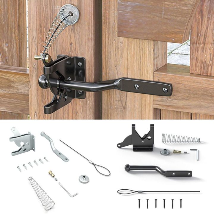 Spring Gate Catch Creative Metal Self-Locking Gate Latch Spring Cable Pull Heavy Duty ...