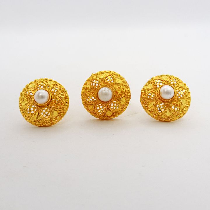 Gold Plated Ear Top And Adjustable Free Size Ring Authi For Girls