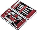 11 In 1 Professional Manicure Pedicure Kit Luxury Nail Grooming Set With Designer Leather Case (Stainless Steel, Silver. 