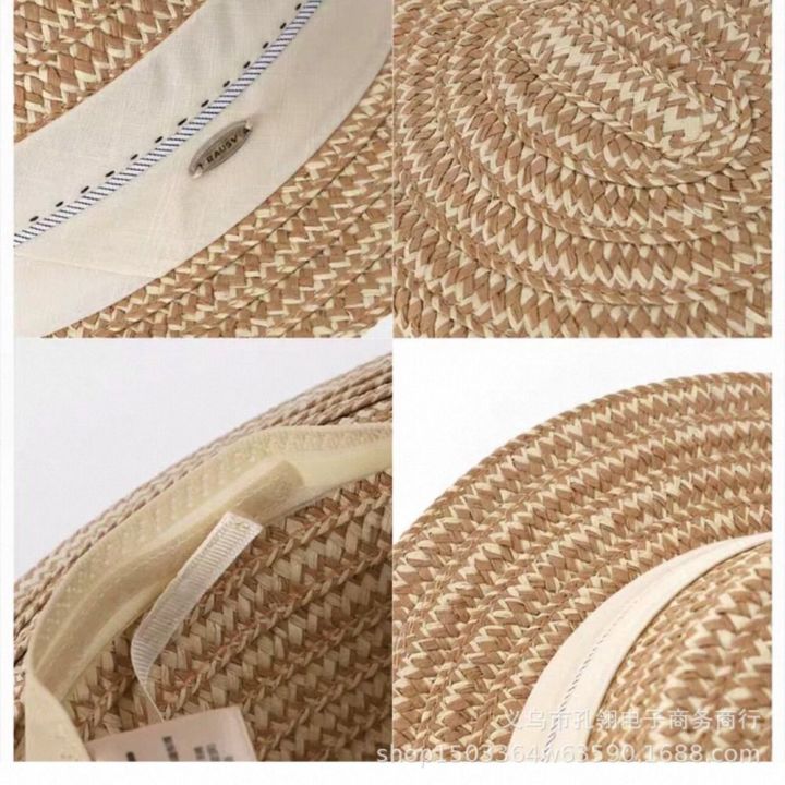 Casual%20Boho%20Flat%20Top%20Straw%20Hat%20Wide%20Brim%20Visor%20Weave%20Hat%20Breathable%20UV%20Protection%20Cap%20Holiday%20-%20Image%203
