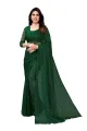 Mysa Fashions Green Designer Jacquard Net Saree with Unstitched Blouse Piece for Women. 