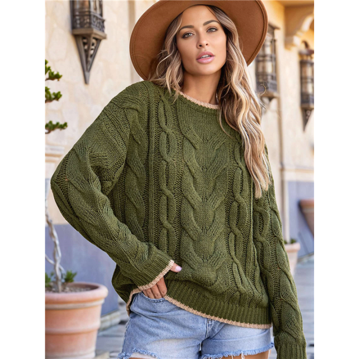 Women'S%20Fall%20Winter%20Fashion%20Round%20Neck%20Long%20Sleeve%20Colorblock%20Sweater%20Tops%20Chunky%20Knit%20Pullover%20Sweaters%20-%20Image%2010