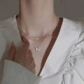 Yuanyan 2023 New Shiny Silver Colour Butterfly Necklace Ladies Exquisite Double Layer Clavicle Chain Necklace Jewelry for Ladies Gift. 