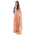 Peach Chiffon Floral Embroidered Saree For Women. 