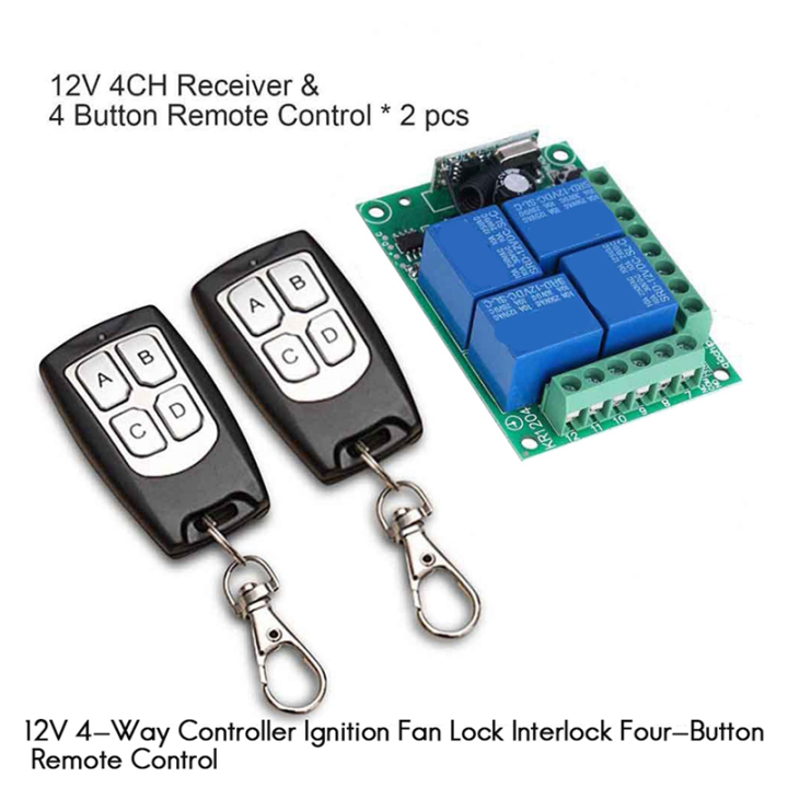 NAMUNY%202X%20Universal%20Wireless%20Remote%20Control%20Switch%20DC%2012V%204CH%20Relay%20Receiver%20Module%20with%204%20Channel%20RF%20Remote%20433Mhz%20Transmitter%20-%20Image%205