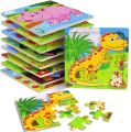 Toys World | Wooden Puzzle 16 Pcs Assorted Design Wooden Puzzle Board Jigsaw Puzzle Early Educational Wooden Toys for Kids – Colorful Educational Toy (15 cm x 15 cm). 