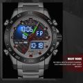 NAVIFORCE NF9171 Dual Movement Digital Analog Function Quartz Watch - Silver. 